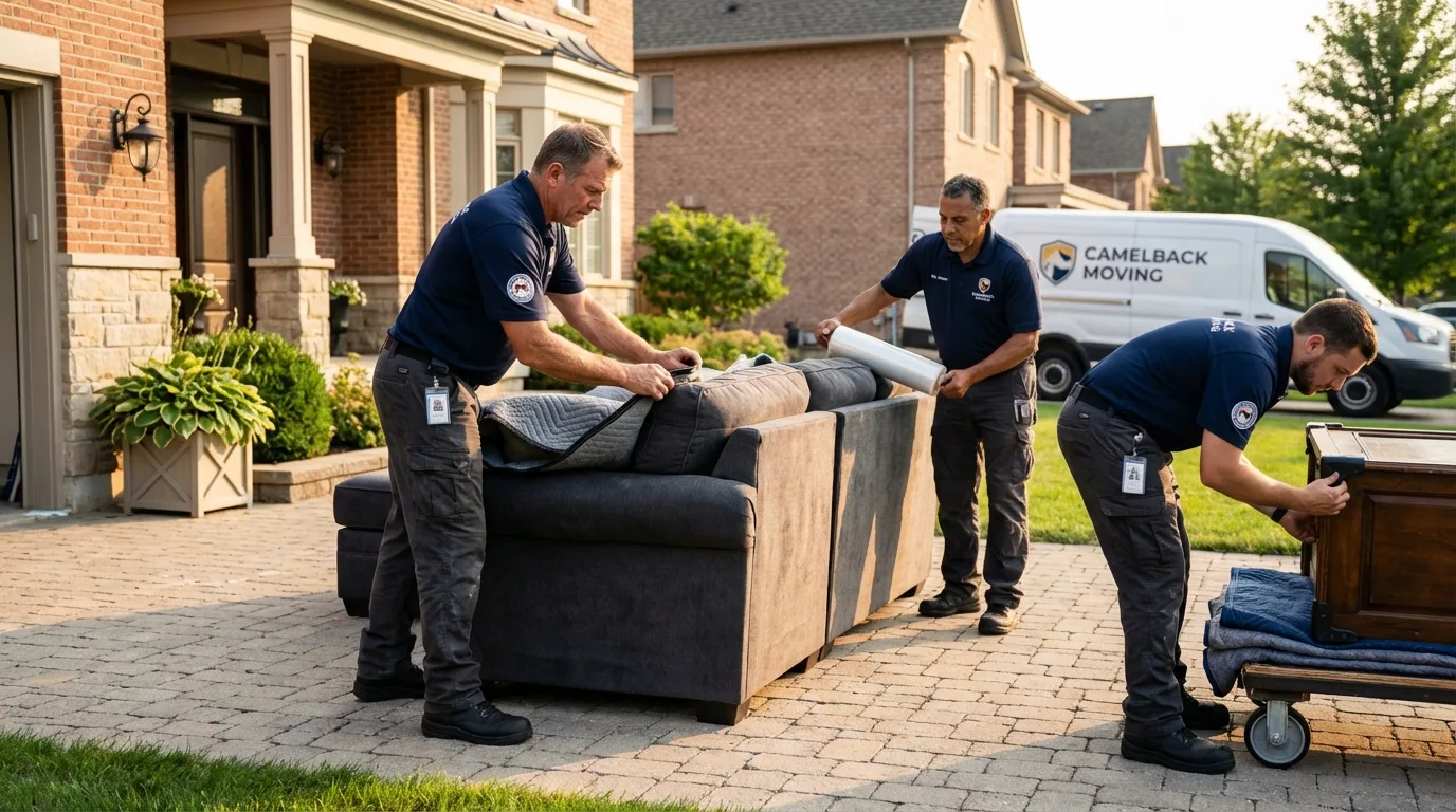 Large estate moving crew wrapping furniture in Breese, IL